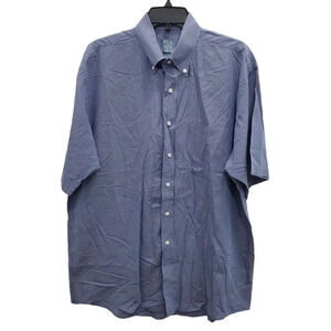 Jos. A. Bank Men's Stays Cool Blue & White Check Cotton Button Up Shirt Size L